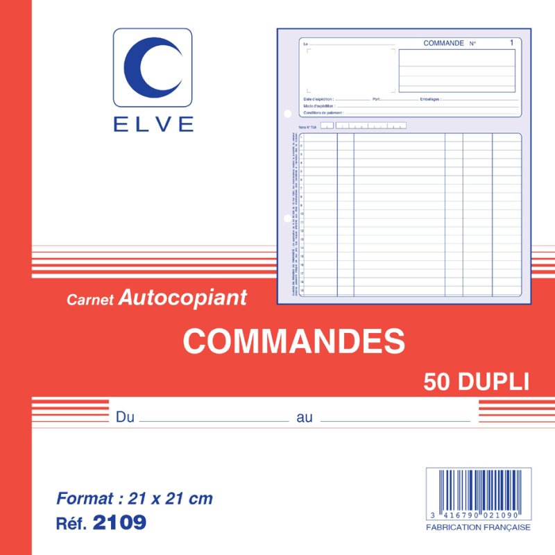 ELVE Bloc de classement Commandes, 297 × 210 mm, duplex, 50 feuilles