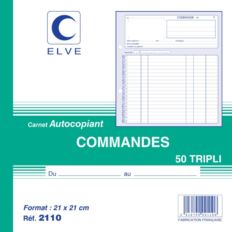 ELVE Bloc de classement Commandes, 297 × 210 mm, duplex, 50 feuilles