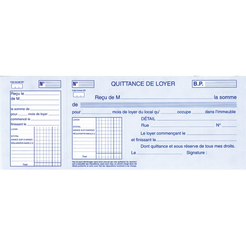ELVE bloc de quittances Bons de location, 100 × 270 mm, 50 feuilles