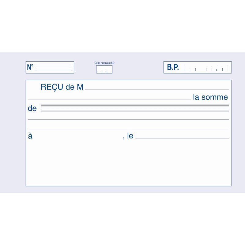 ELVE manifold reçus TTC inclus, 105×180 mm, livre duplicata, 50 feuilles