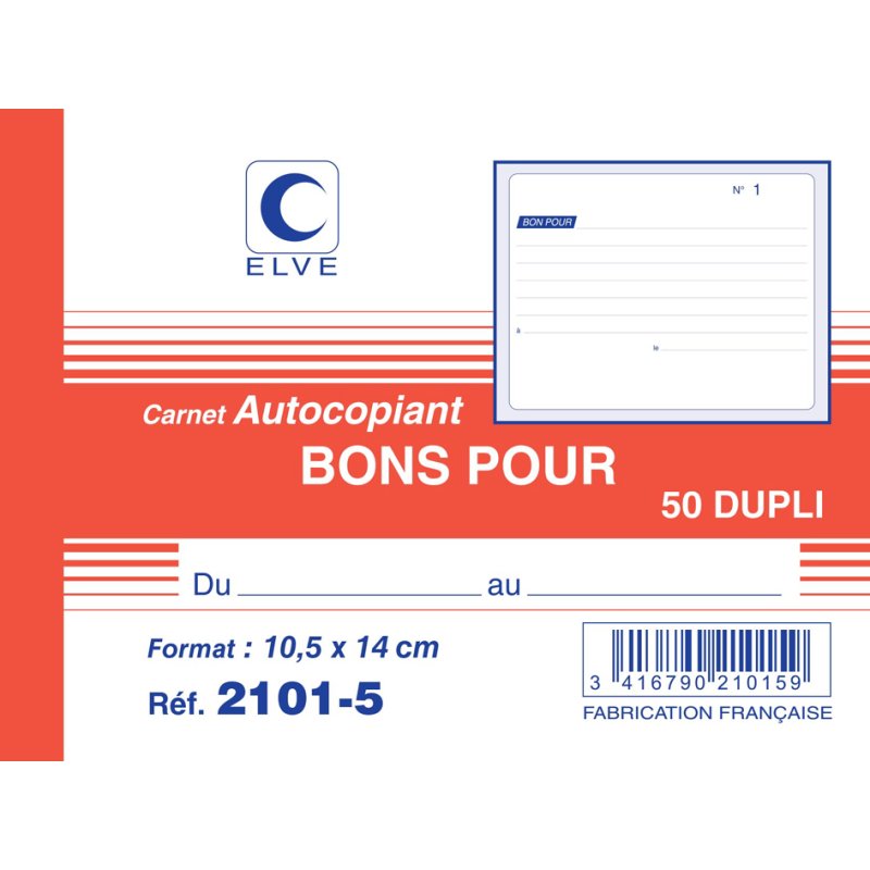 ELVE manifold Duplicata, autocopiante, 105×140 mm, 50 feuilles