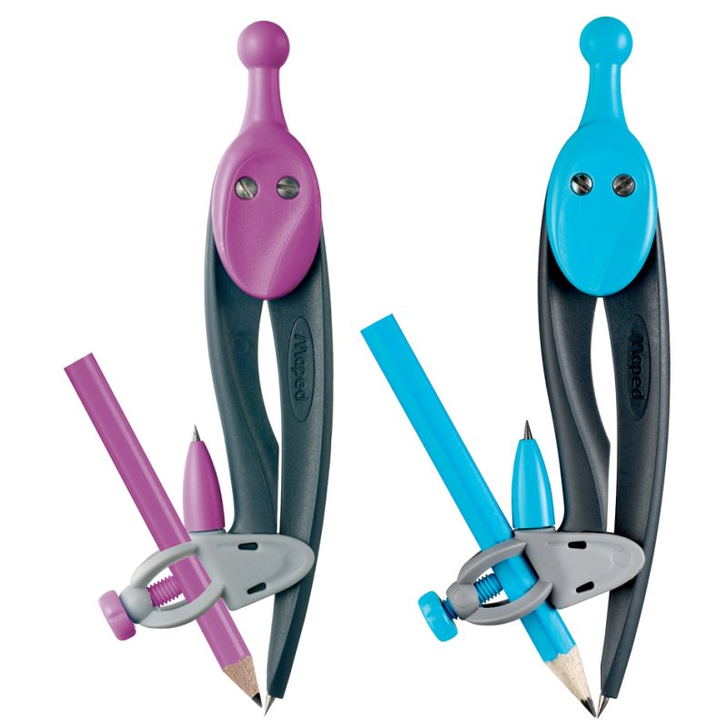 Maped compas pivotant 360 degrés, avec bague adaptateur, plastique, à partir de 6 ans