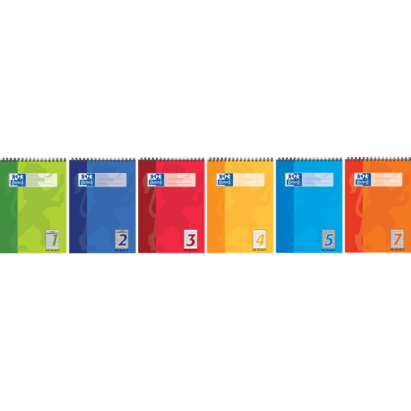Oxford A5 writing pad with spiral binding, ruled, red, 40 sheets
