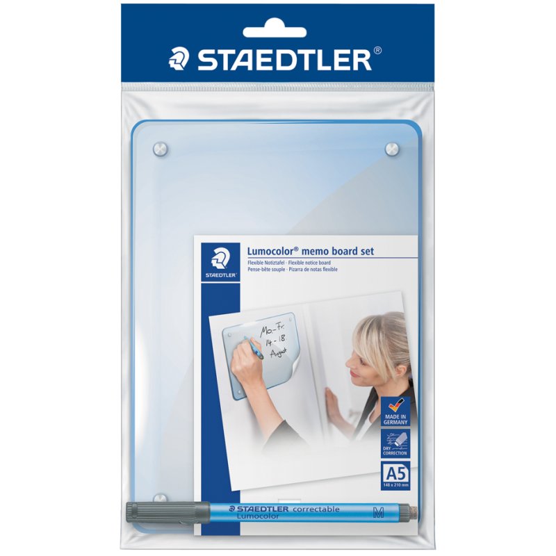STAEDTLER Ensemble tableau memo Lumocolor, A5, réutilisable, auto-adhésif