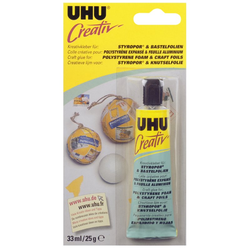 UHU colle spéciale pour polystyrène et film craft, incolore, 33 ml