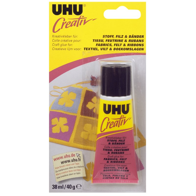 UHU colle pour tissu feutre et rubans, sans solvant, 38 ml