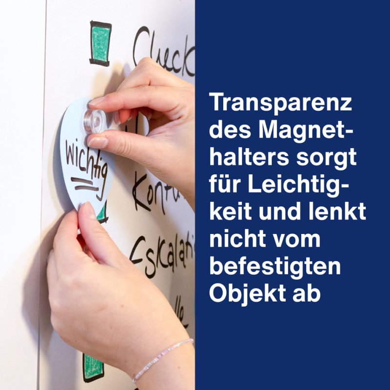 magnetoplan aimants néodyme Design, poignée transparente, Ø 20 mm, 8 pièces