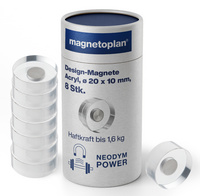 magnetoplan neodymium magneten design, diameter 30 mm, transparante greep, 4 stuks