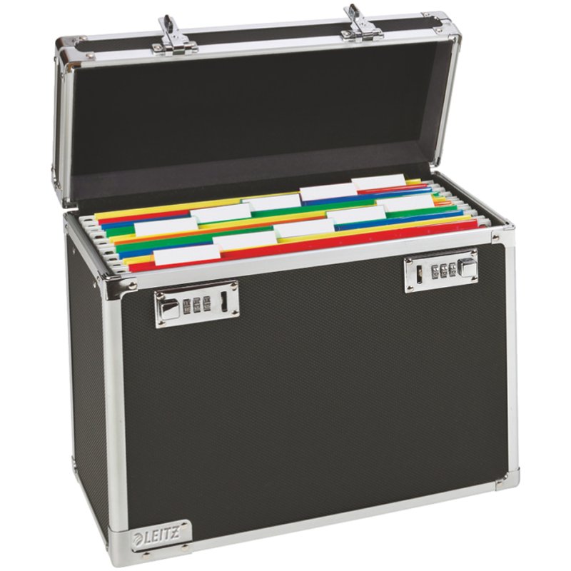 LEITZ Boîte de classement mobile, noir/chrome, 15 dossiers suspendus, 366×165×310 mm