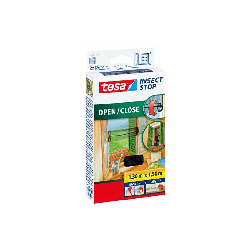 tesa insect mesh for window, hook-and-loop, anthracite