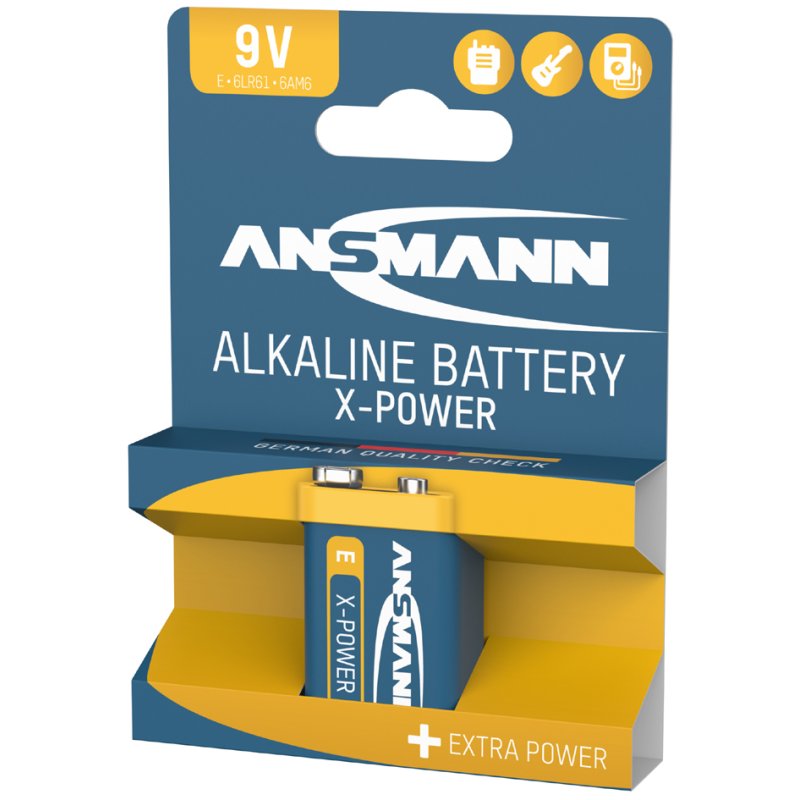 ANSMANN piles alcalines X-Power, bloc 9V, 600 mAh, 10 pièces