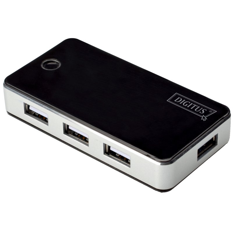 DIGITUS USB 2.0 hub, 7 poorten, zwart, inclusief voeding