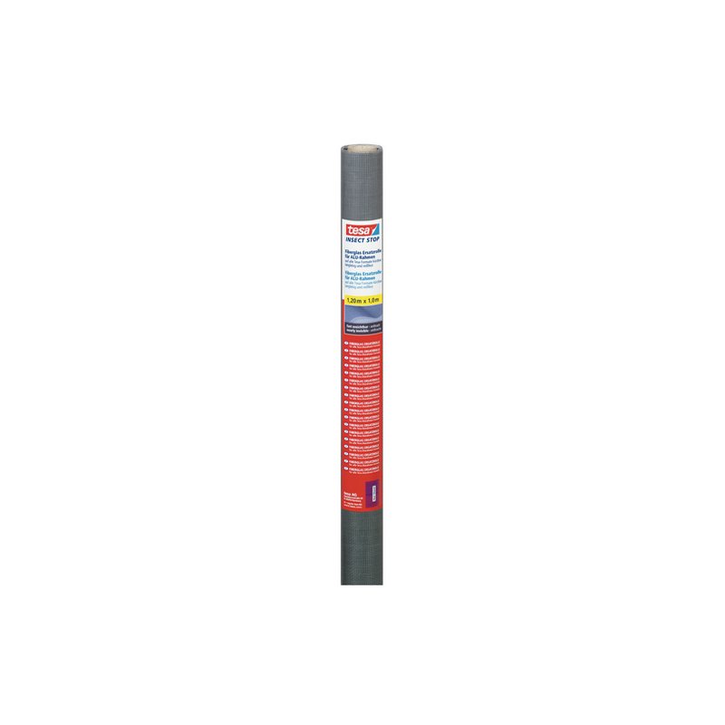 tesa moustiquaire navette fenêtre, tissage aluminium, gris, 1,0 m × 1,2 m