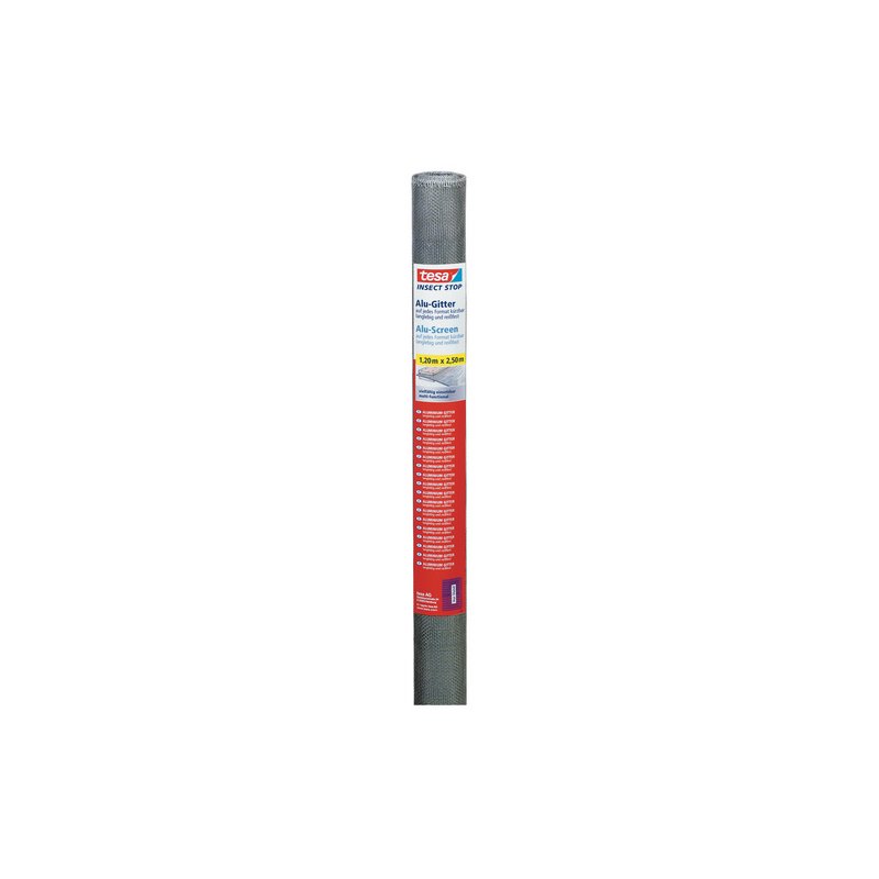 tesa moustiquaire navette fenêtre, tissage aluminium, gris, 1,0 m × 1,2 m