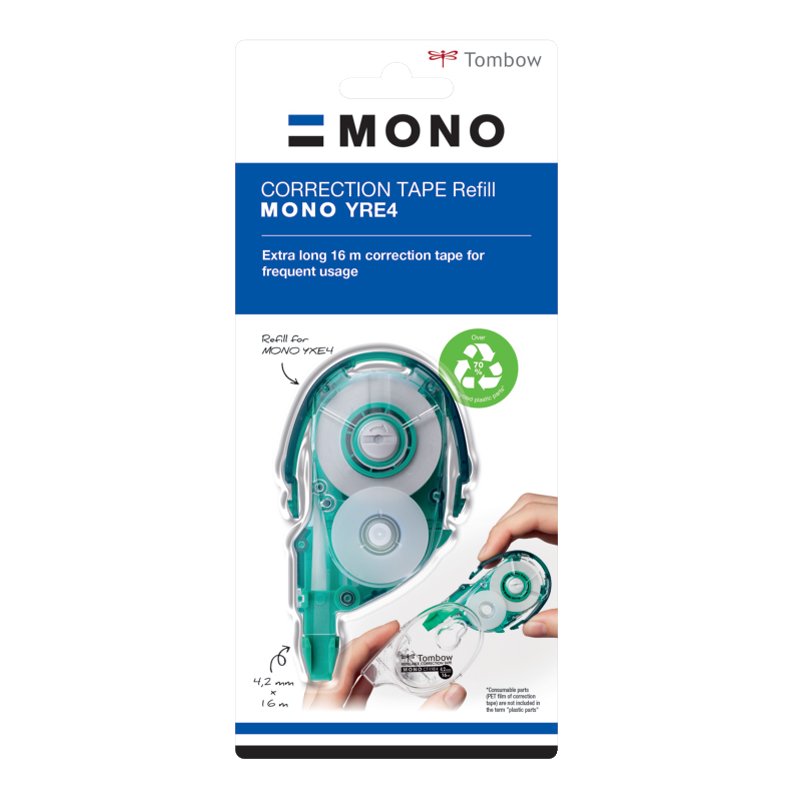 TOMBOW navulcassette correctieroller MONO YXE, 4,2 mm × 16 m, direct overschrijfbaar