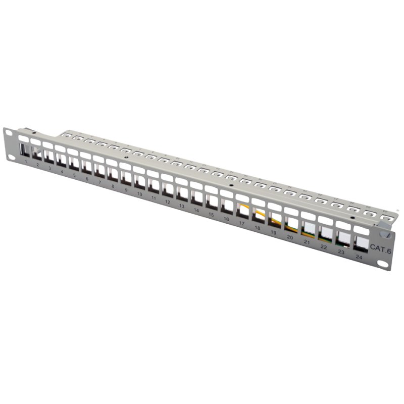 DIGITUS Panneau de brassage modulaire 19 pouces, 24 ports, noir, 1 HE