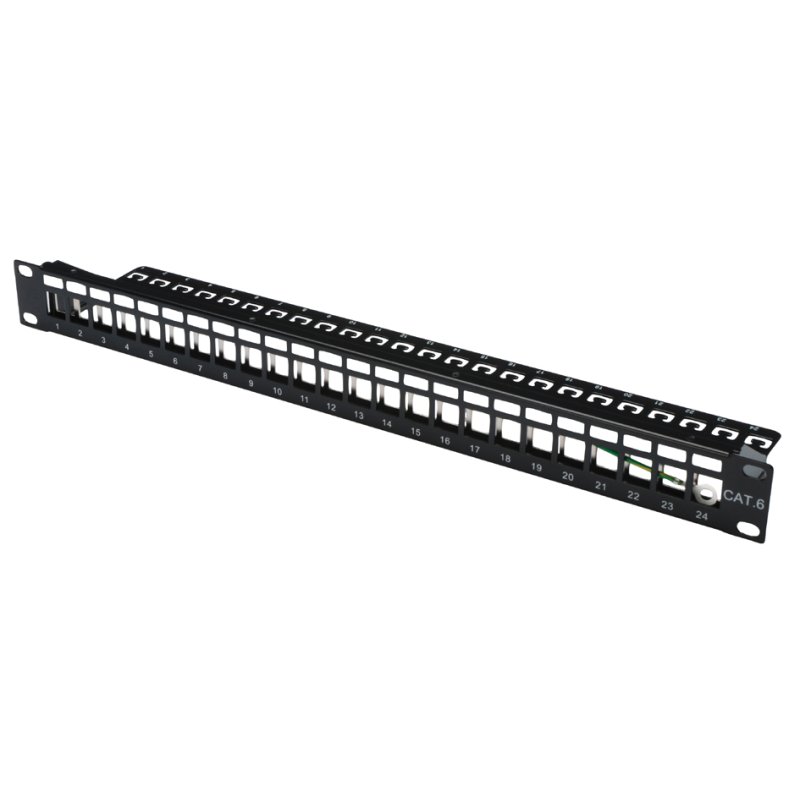 DIGITUS Panneau de brassage modulaire 19 pouces, 24 ports, noir, 1 HE