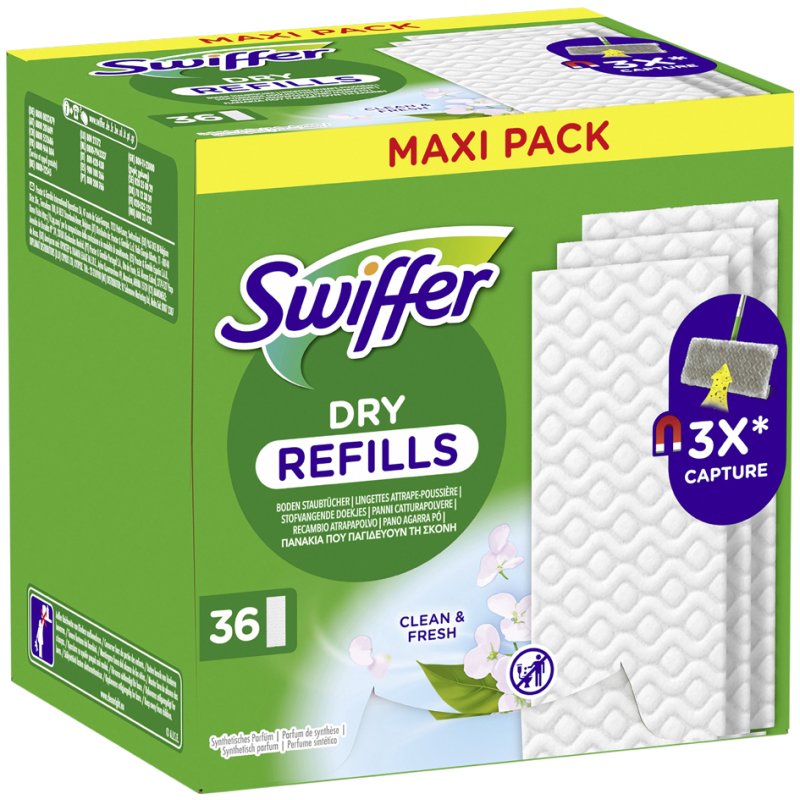 Swiffer recharges pour balai sec, 265×207 mm, 36 pièces