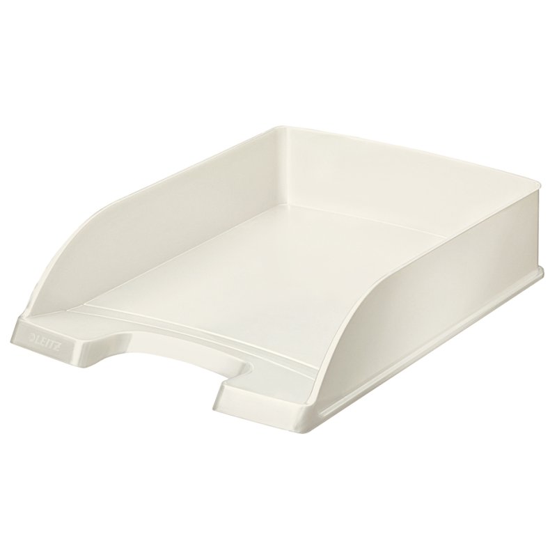 LEITZ corbeille à courrier Plus WOW, A4, blanc nacré, polystyrène