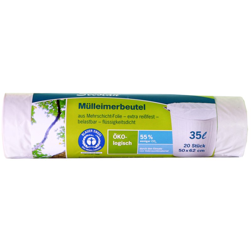 Secolan sacs poubelle naturel blanc, 20 litres, 480×520 mm, 25 pièces