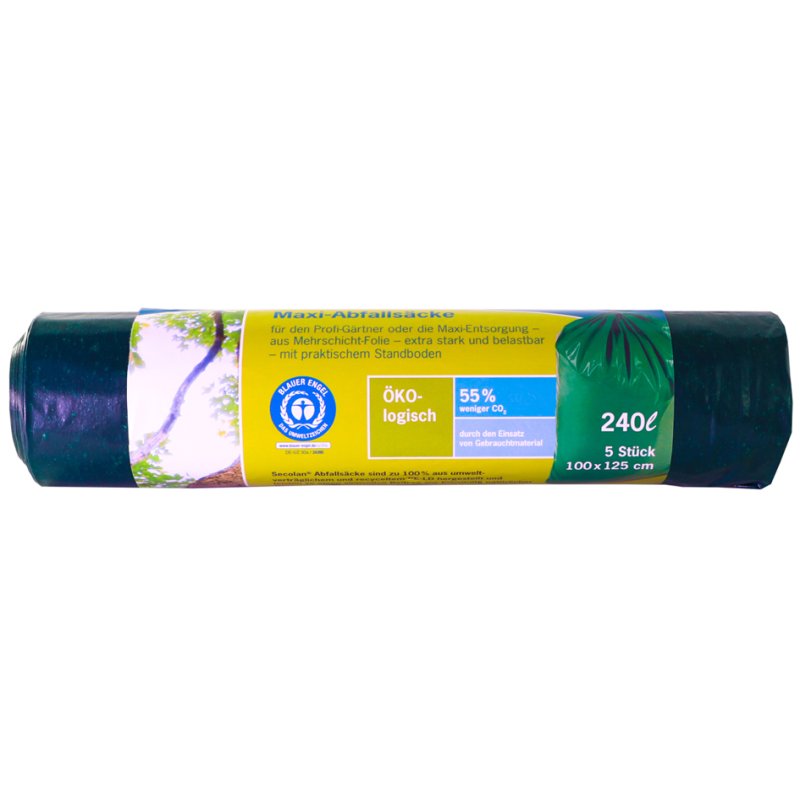 Secolan afvalzakken groot, groen, 240 liter, 5 stuks