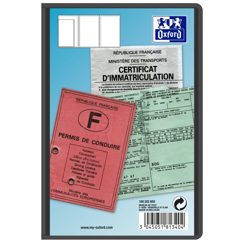 Oxford porte-badge PVC, 3 volets, 0,20 mm, 75×105 mm