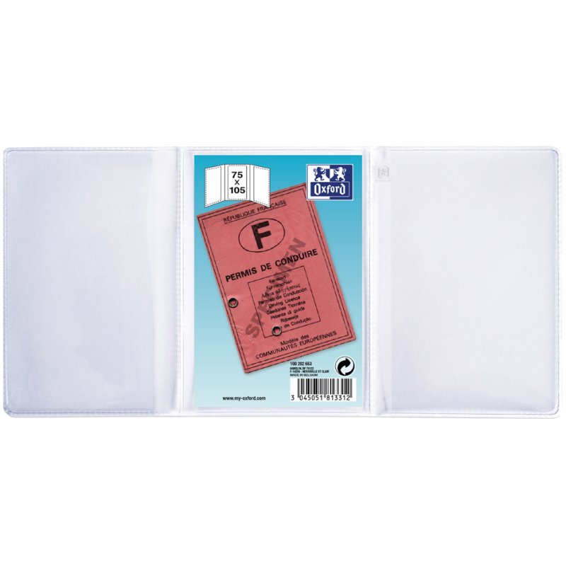 Oxford porte-badge PVC, 3 volets, 0,20 mm, 75×105 mm