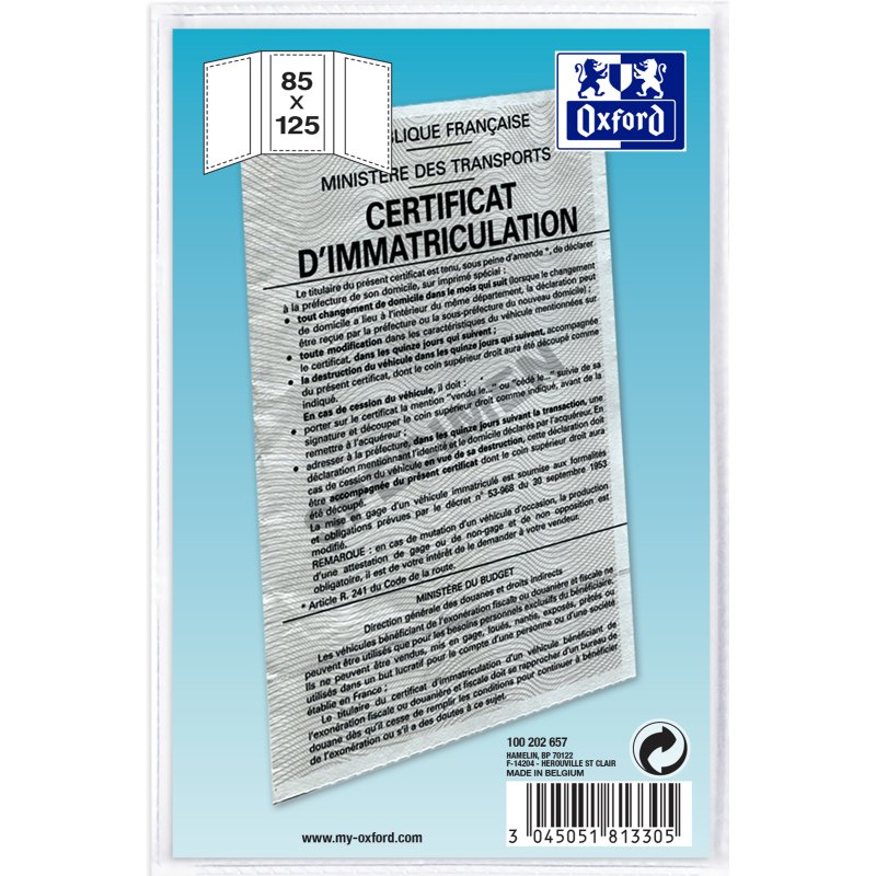Oxford porte-badge PVC, 3 volets, 0,20 mm, 75×105 mm