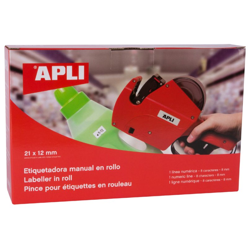 APLI étiqueteuse de prix, une ligne, rouge, 8 chiffres