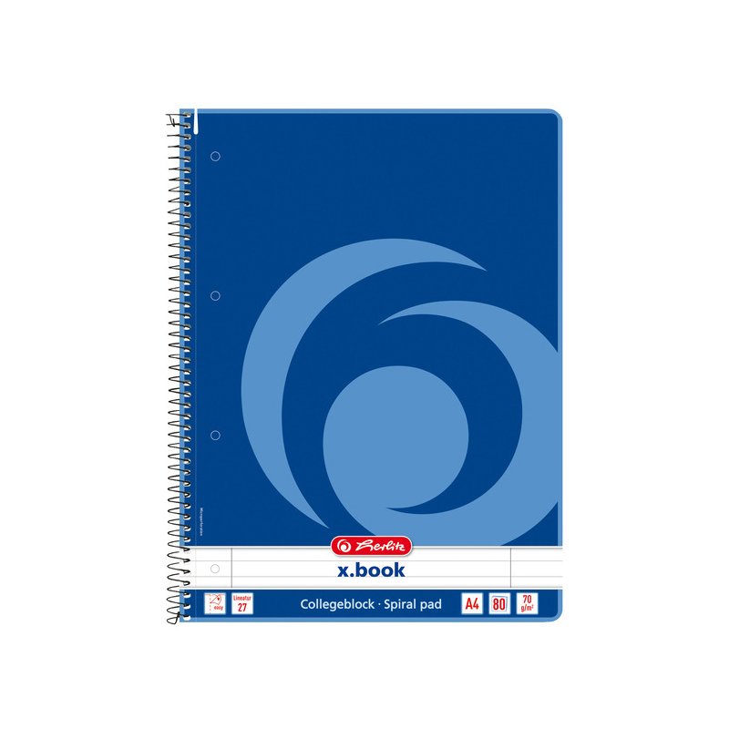 herlitz cahier x.book, A4, quadrillé, 80 feuilles