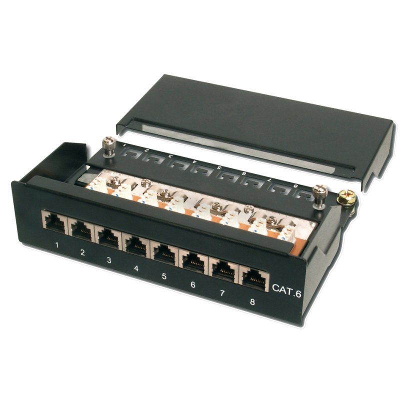 DIGITUS desktop patchpaneel cat.6, 8 x RJ45, zwart, 1HE