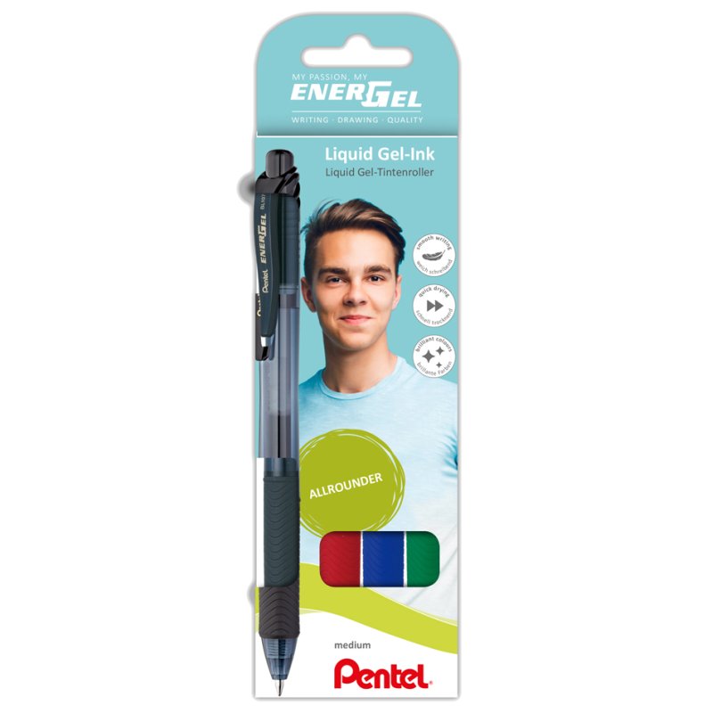 Pentel EnerGel-X stylos gel BL107, 0,35 mm, 4 couleurs, lot de 4