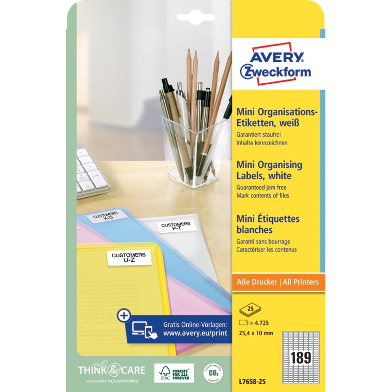 AVERY Zweckform mini-étiquettes, 35,6 × 16,9 mm, blanc, 2000 pièces