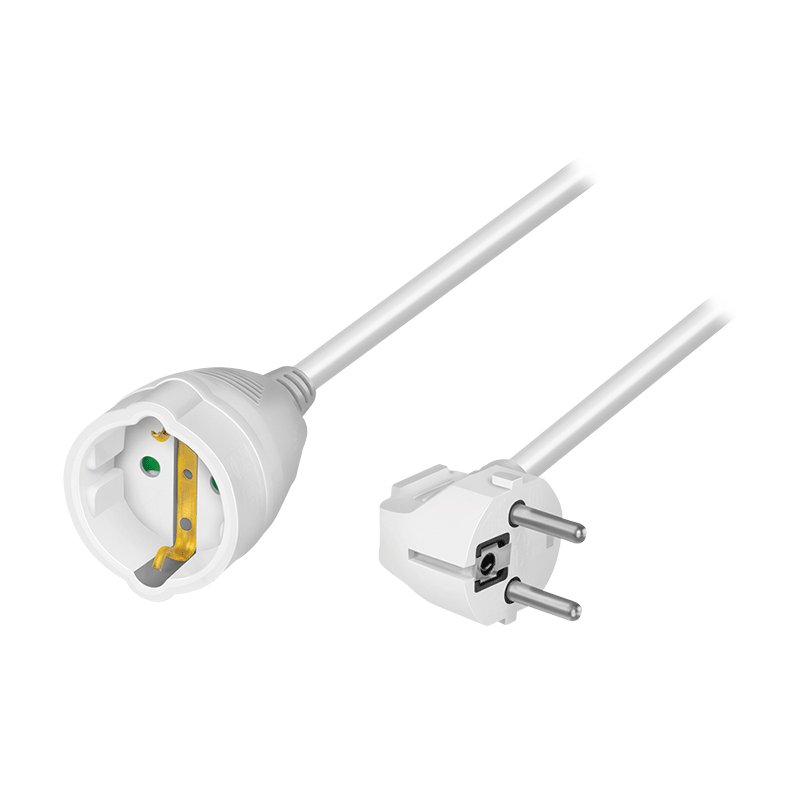LogiLink Câble de rallonge, connecteur coudé 90 degrés, blanc, 2 mètres
