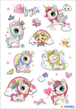 HERMA stickers Happy Unicorns, transparant puffy 3D-effect, 17 stuks