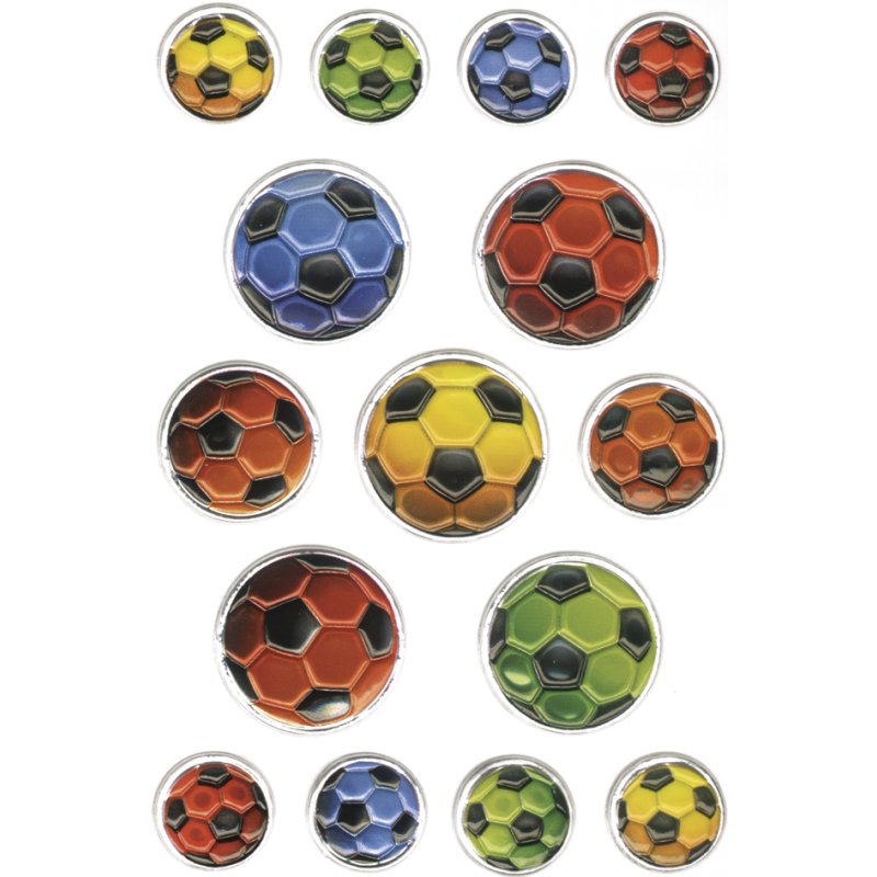 HERMA stickers coloured footballs, embossed, 1 sheet of 15 pieces