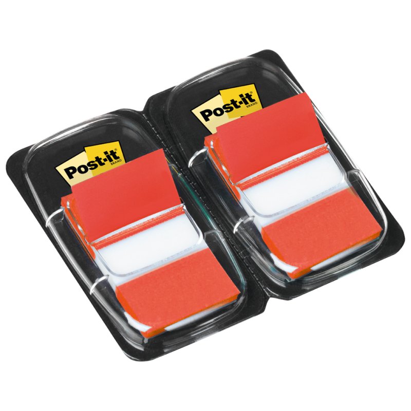Post-it index markeringsstrips, 25,4 × 43,2 mm, rouge, 2 distributeurs