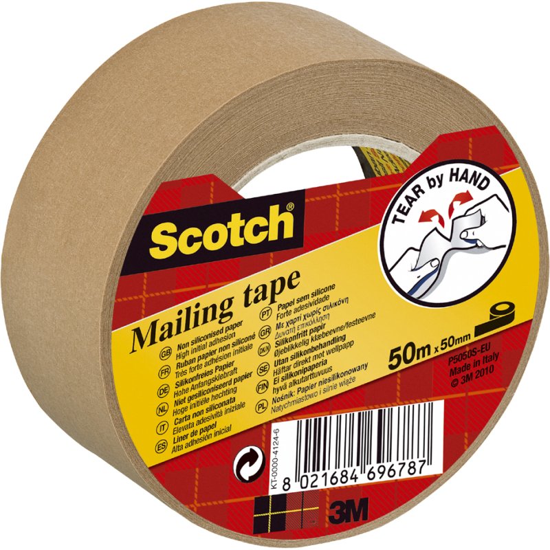 Scotch verpakkingstape papier, bruin, 50 mm × 50 m, 110 my