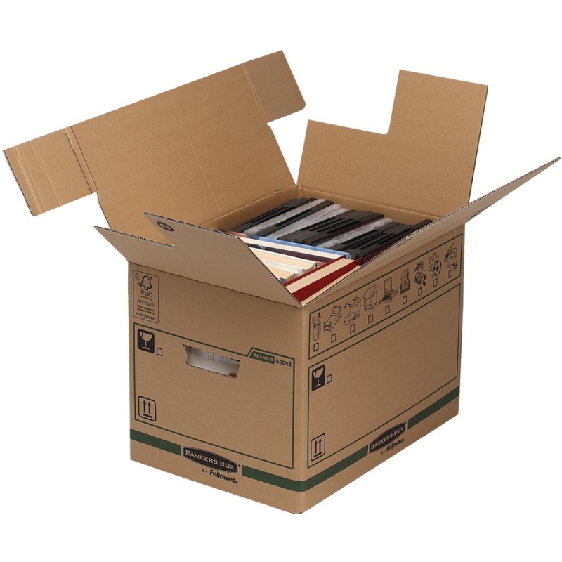 Fellowes cartons de déménagement BANKERS BOX TRANSIT SmoothMove grand, brun, 85 litres, 5 pièces