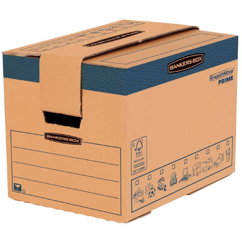 Fellowes cartons de déménagement BANKERS BOX TRANSIT SmoothMove grand, brun, 85 litres, 5 pièces