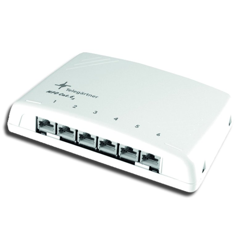 TELEGÄRTNER répartiteur de patchs modulaire catégorie 6A, 12 x prises RJ45, gris clair