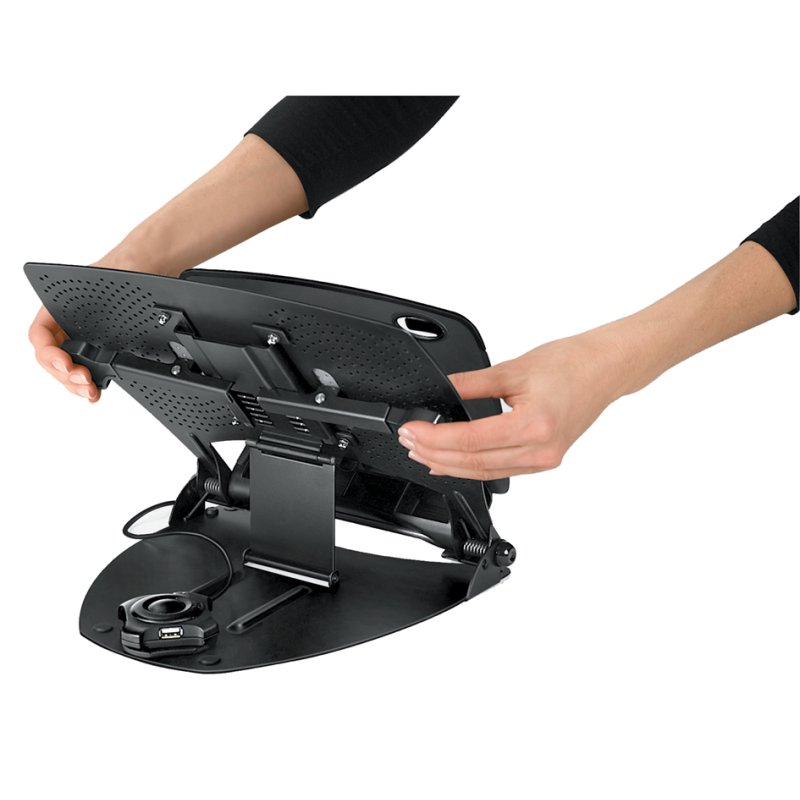 Fellowes laptopstandaard Workstation Professional Series, zwart, 9 hoogtes instelbaar, 4x USB 2.0, tot 17 inch