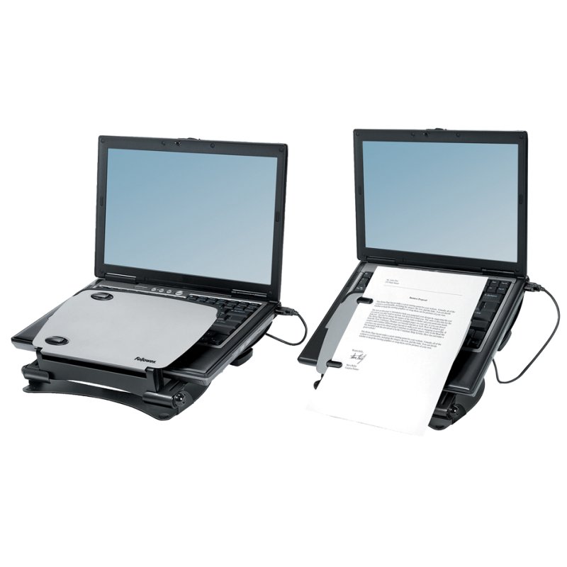 Fellowes laptopstandaard Workstation Professional Series, zwart, 9 hoogtes instelbaar, 4x USB 2.0, tot 17 inch