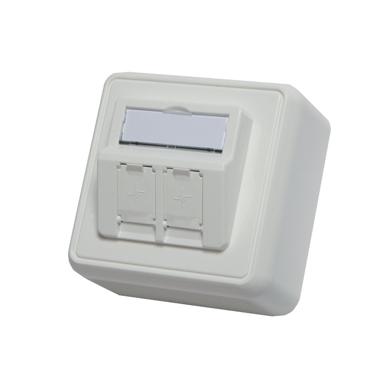 TELEGÄRTNER AMJ surface-mount box, 80×80 mm, alpine white, 2-gang