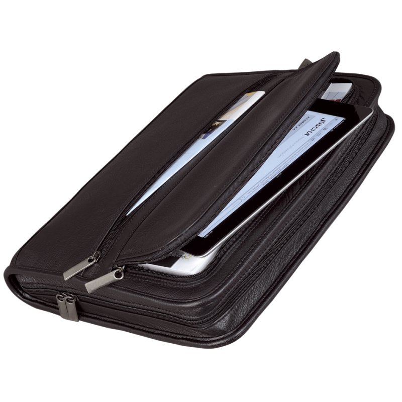 Alassio Carpo A4 ring binder, black nappa leather