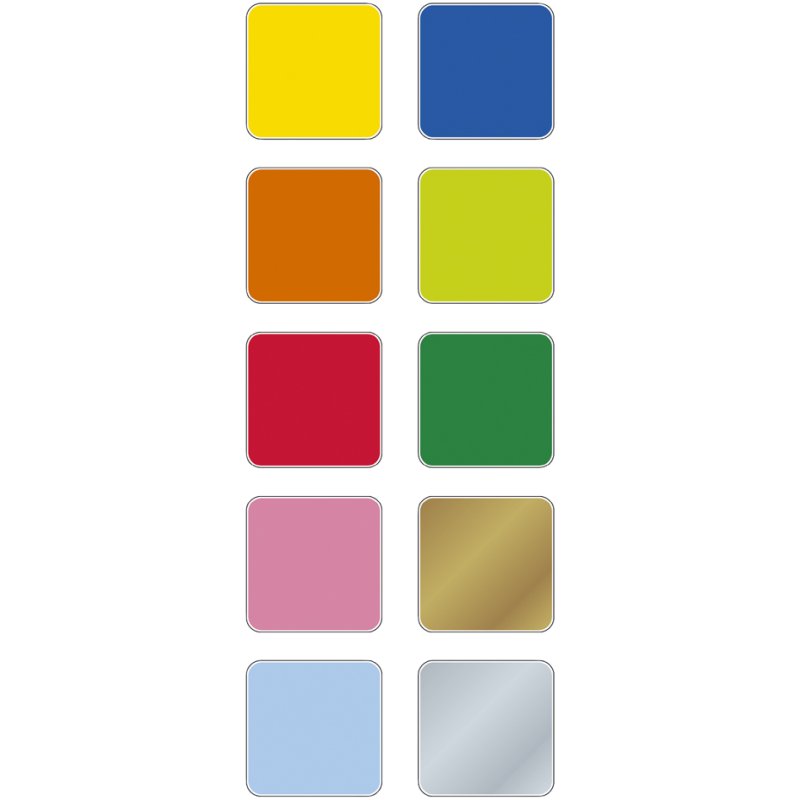 HEYDA rainbow stamp box, 10 stamp pads, 30×30 mm, colour assortment