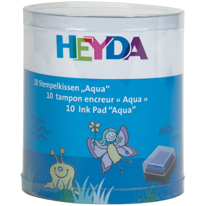 HEYDA stempelkussenset Aqua, 30×30 mm, blauw/groen tinten, 10 stuks