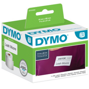 DYMO naamslabels LW, herbruikbaar, 89 × 41 mm, wit, 6 rollen à 300 stuks