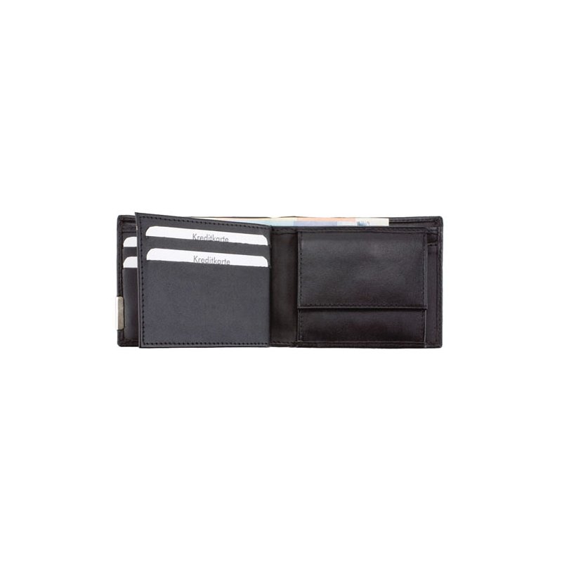 Alassio portemonnee liggend formaat, leer, zwart, 100×80 mm