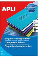 APLI weerbestendige etiketten, 63,5 × 38,1 mm, transparant, 420 stuks